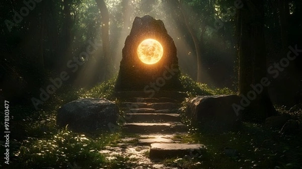 Fototapeta Enchanted Forest with Glowing Orb.