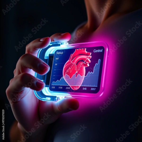 Fototapeta innovative future technology showing real time full color x ray imagery of a heart