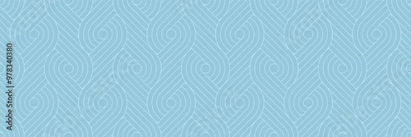 Fototapeta Blue background pattern seamless geometric line circle abstract design vector. Summer background.