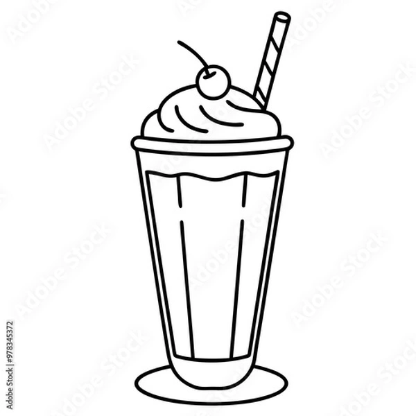 Obraz Milkshake line art vector illustration 