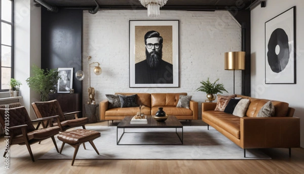 Fototapeta modern loft living room mockup