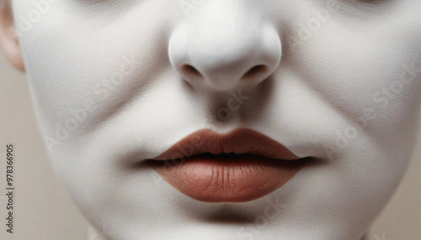 Fototapeta close up portrait of a woman red lips pale complexion