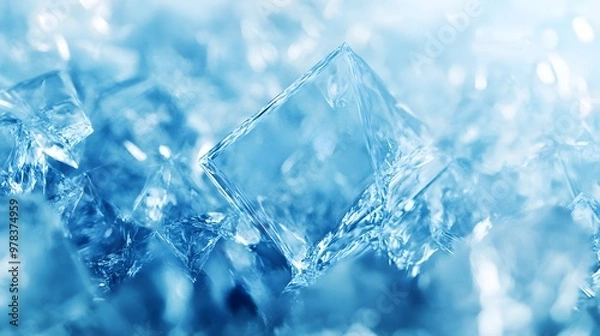 Fototapeta Abstract background with icy blue tones and crisp, clean lines, hype real, high quality, sharp images, graphic