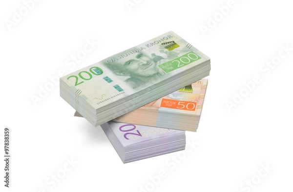 Fototapeta Stack of Swedish banknotes.