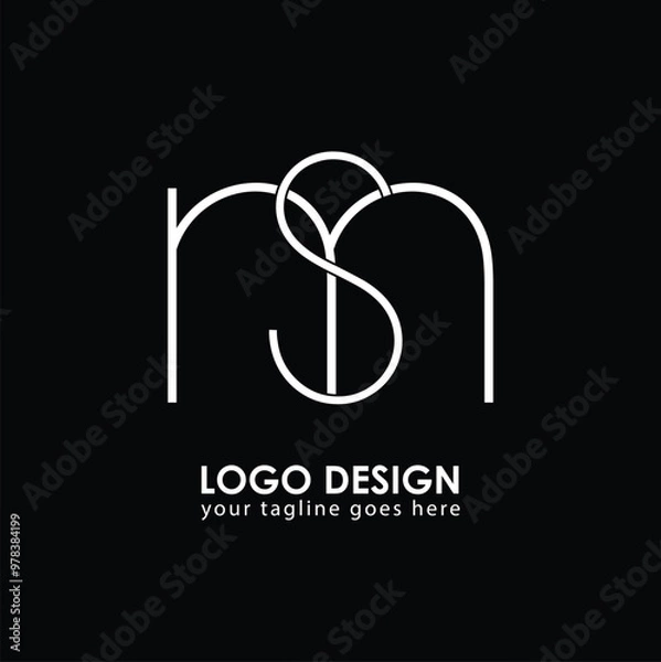 Fototapeta MS SM Logo Design, Creative Minimal Letter SM MS Monogram