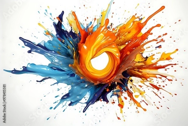 Obraz Colorful splash of paint creating an abstract, dynamic visual effect.