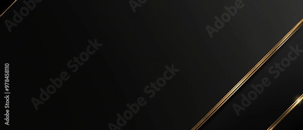 Fototapeta Abstract black background with gold stripes, modern texture, canvas.  AI generation.