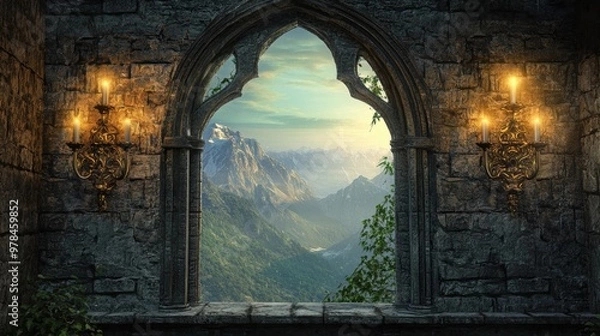 Fototapeta Castle Window View.