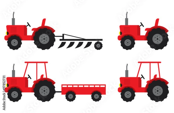 Obraz tractor set red