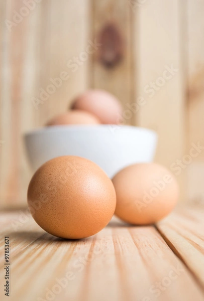 Obraz egg on wood background