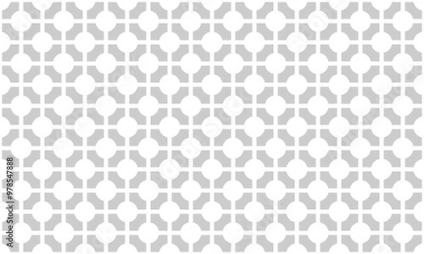 Fototapeta Grey abstract geometric with circle and square seamless pattern. Vector Repeating Texture.
