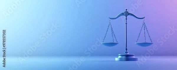 Fototapeta Symbol of justice with a modern balance scale in soft gradient light, representing fairness and equality in the legal system.