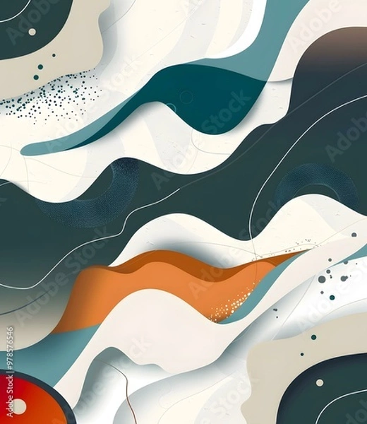 Fototapeta Abstract Background with Wavy Lines and Shapes
