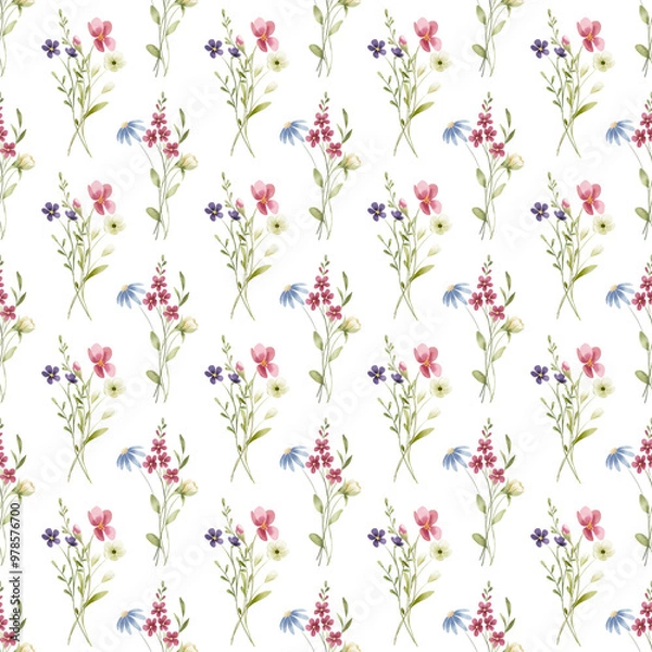 Fototapeta Seamless background, watercolor floral pattern. Repeat fabric wallpaper print texture. Perfectly for wrapped paper, backdrop, wall art.
