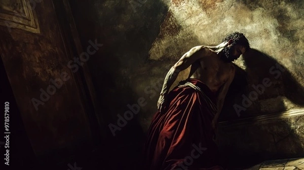 Fototapeta Saint Paul’s Conversion by Caravaggio: Baroque Artwork Highlighting Religious Transformation and Dramatic Light, Perfect for Copy Space