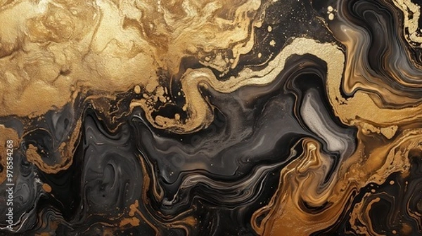 Fototapeta Explore a captivating gold marbling background with rich swirls and textured layers for a luxurious look.