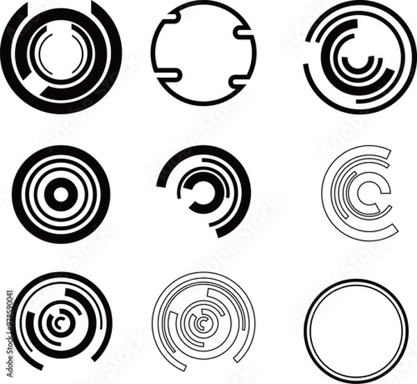 Fototapeta 六角・五角フレーム・枠装飾セット