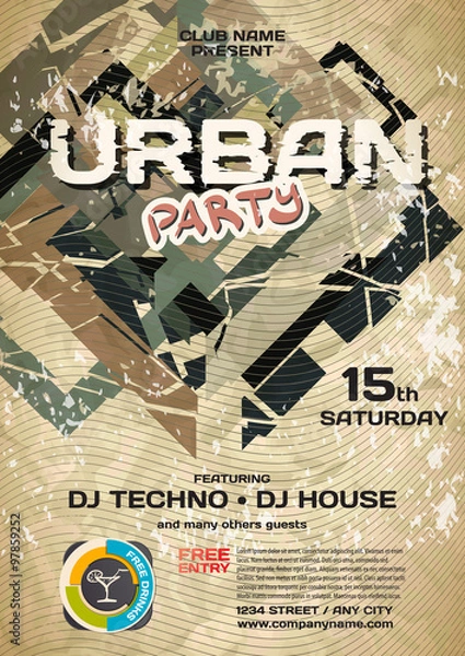 Obraz Vector night party urban invitation. Vector template graphic