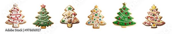 Fototapeta Collection set of Christmas Cookies isolated on transparent background, cut out png