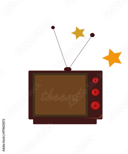 Fototapeta Vintage retro TV with antenna and empty screen in wooden case. vector illustration in flat style isolated on white background