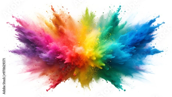 Obraz Vibrant color explosion showcasing a dynamic blend of hues, isolated on a transparent or white background.