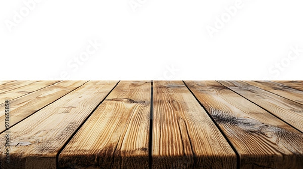 Fototapeta Light wooden table top on white background, Products presentation concept.
