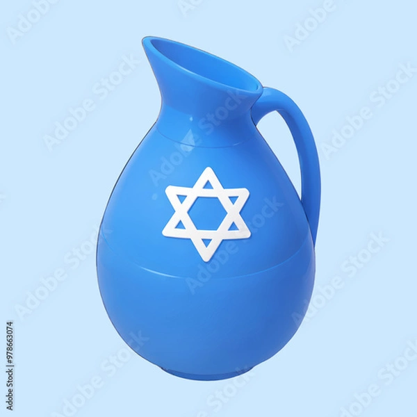 Fototapeta Hanukkah Pitcher with Star of David Cartoon Icon Illustration