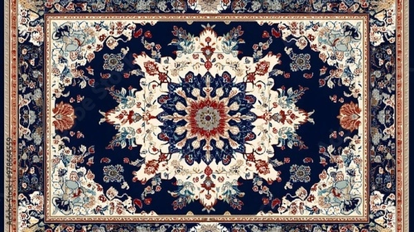Fototapeta 2D background illustration of traditional Turkish carpet patterns with rich details, hyper-realistic, high quality, sharp images