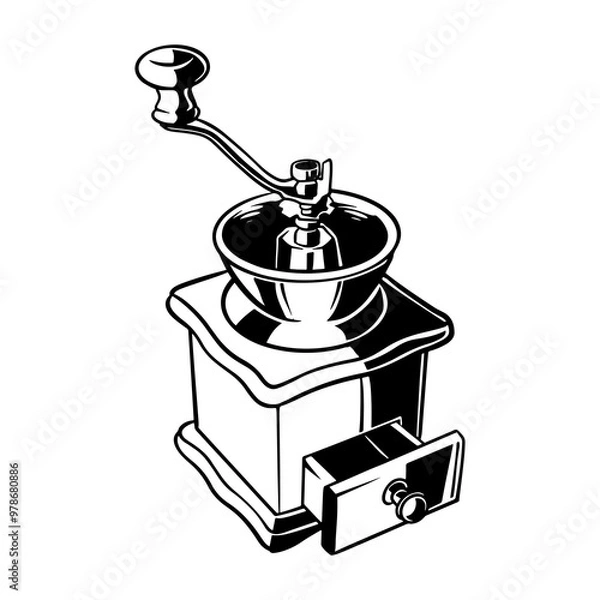 Fototapeta Vintage Design Hand Drawn Coffee Tool Machines Vector Art Illustration