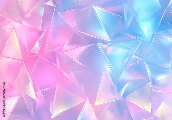 Fototapeta Colorful Abstract Geometric Pattern with Soft Pastel Hues and 3D Faceted Triangles
