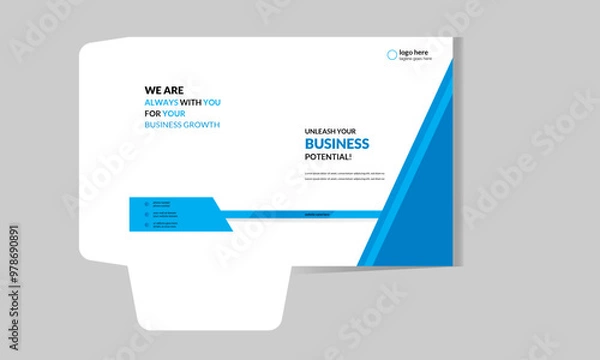 Fototapeta Modern presentation business folder or file cover design template with white and blue colors