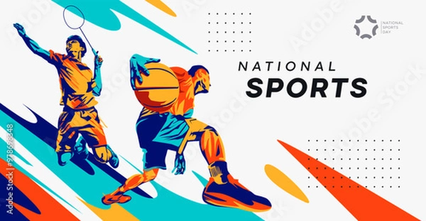 Obraz Illustration a basketball player in grunge style. Male basketball athlete dribbling the ball, this design has the concept of celebrating a basketball game. National sports day celebration