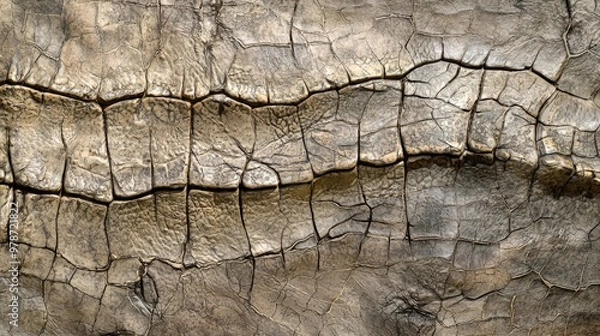 Fototapeta The rugged texture of a crocodile's skin reveals an intricate pattern formed by nature’s design