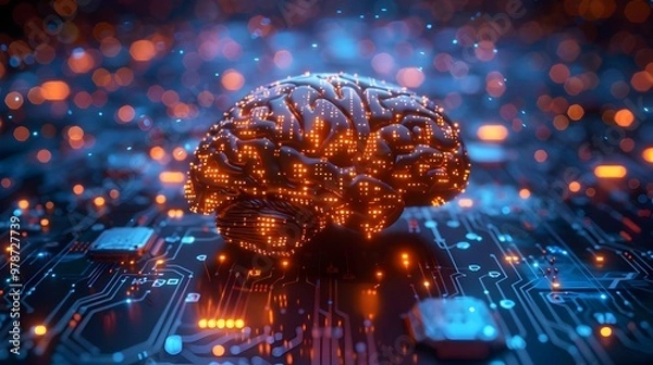 Obraz Intelligent Brain Circuitry Technology Neural Network Innovation Visualization | AI Generated