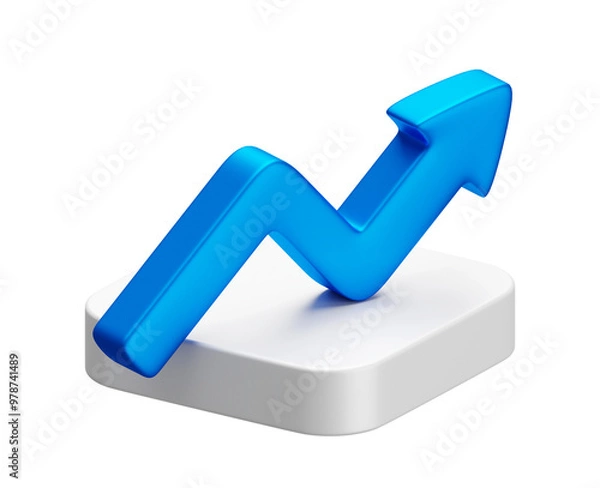 Fototapeta PNG Up arrow 3d icon illustration business concept isolated transparent background. Growth direction graphic sign chart graph design increase symbol financial stock market exchange target navigation.