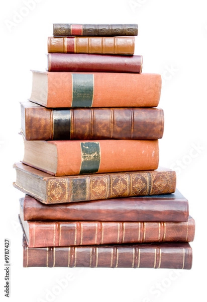 Fototapeta Pile of books isolated on a white background