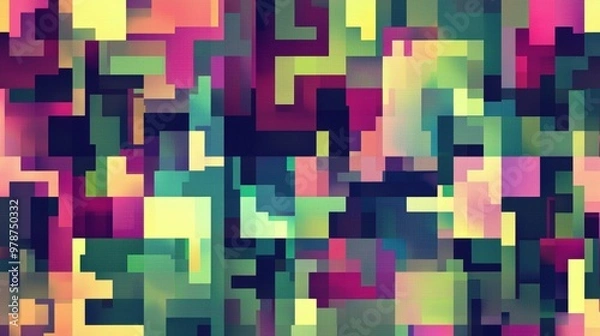 Fototapeta A captivating display of vibrant hues intermingles to form a complex mosaic of geometric shapes
