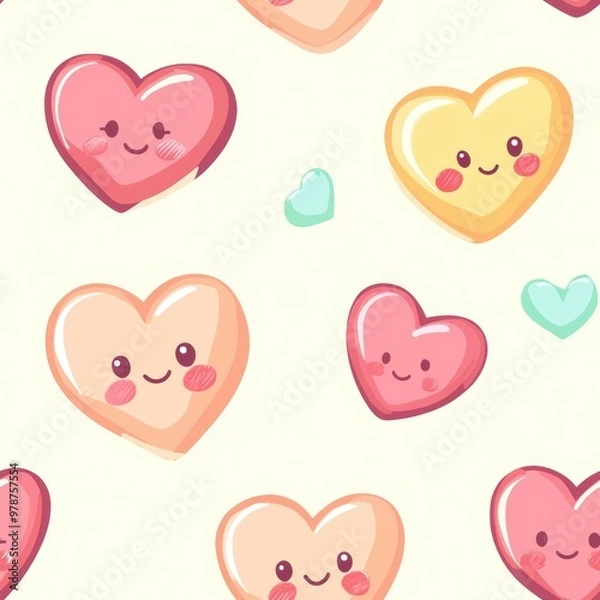 Fototapeta Cute Hearts Pattern.