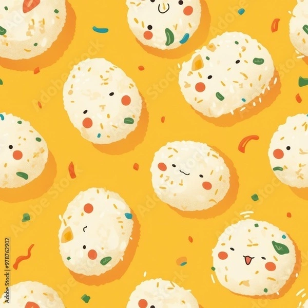 Fototapeta Cute Rice Balls Pattern.