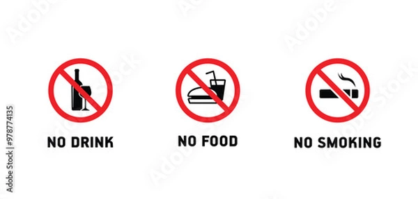 Fototapeta No eating,drinking,smoking vector sign