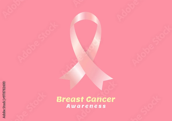 Fototapeta A pink ribbon is widely used in campaigns concept, and Pink banner templates design for Breast Cancer Awareness Banner template design. During October