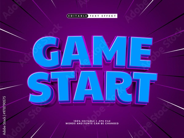 Fototapeta game start editable text effect with play game style