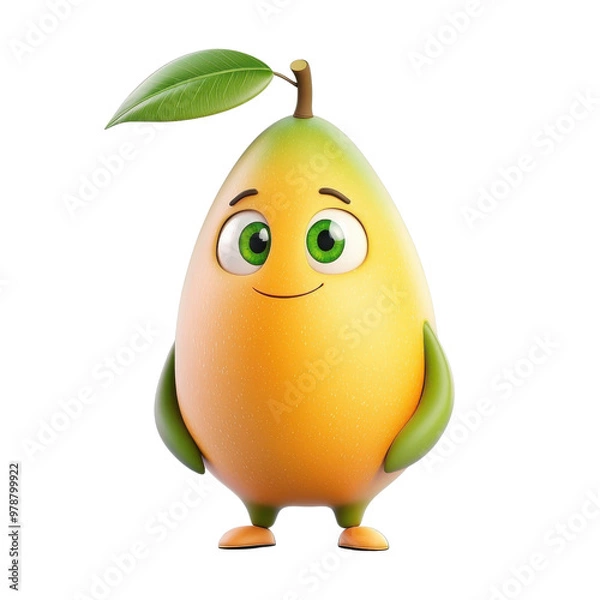 Obraz 3D cartoon character mango, isolated on a white background. png