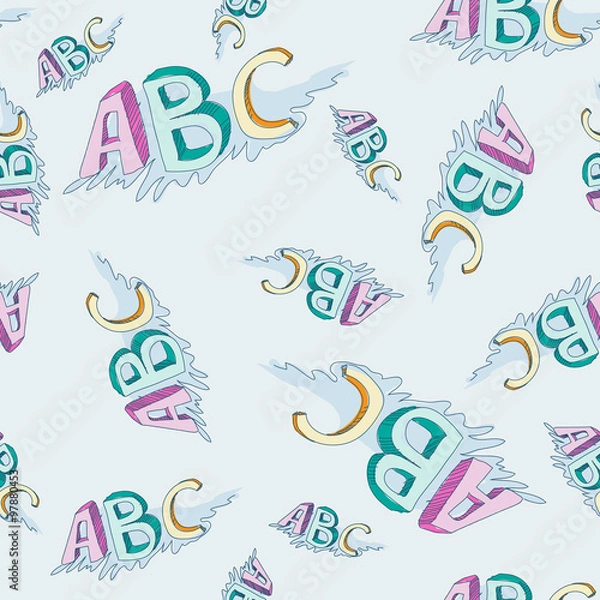 Fototapeta Vector seamless childish alphabet pattern