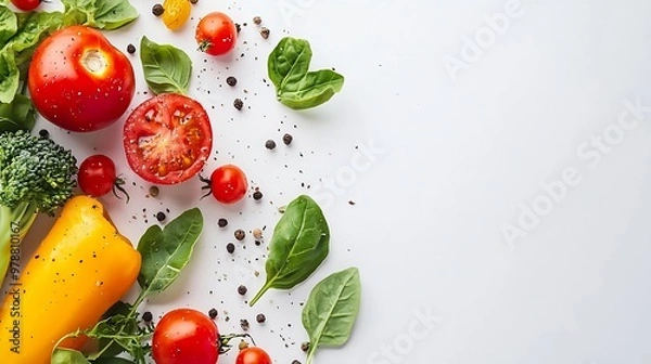 Fototapeta Fresh Vegetables isolated on white background : Generative AI
