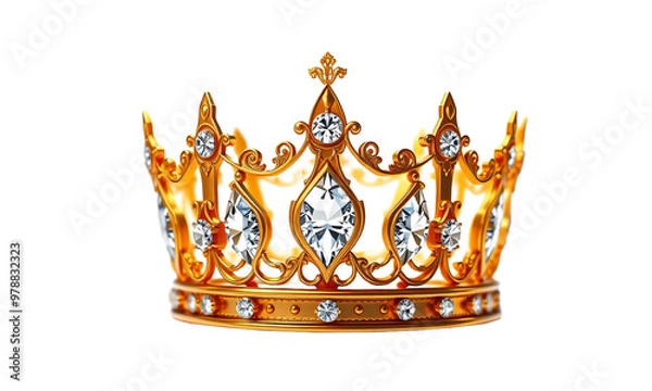 Fototapeta golden crown daimond isolated on transparent background