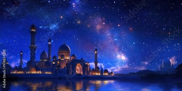 Obraz starry night over a mosque 