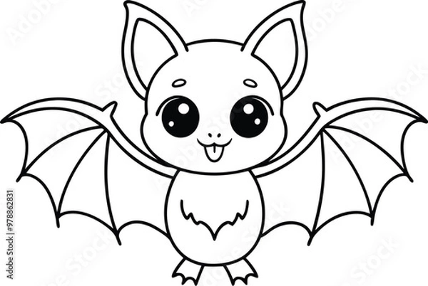 Obraz Adorable Cartoon Bat with Spread Wings