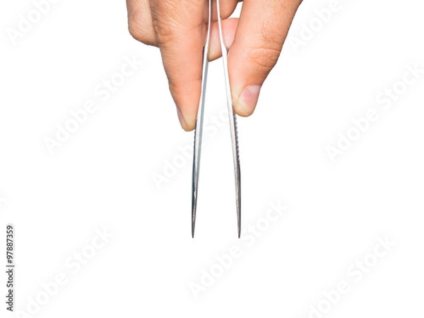 Obraz Man hand with tweezers