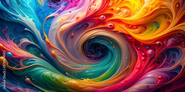 Fototapeta Colorful swirling liquid paint creating an abstract background, vibrant, colorful, paint, liquid, abstract, background